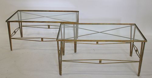 A Vintage Pair Of Gilt Brushed Metal Occasional