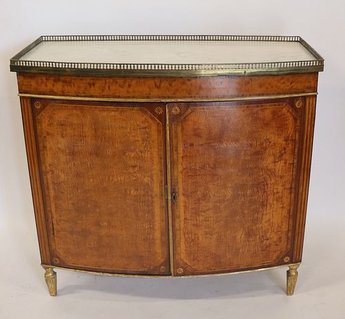 An Antique Demilune Satinwood Marbletop