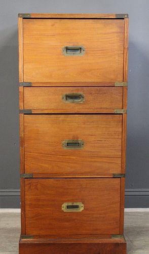 Antique Campaign Style File Cabinet.
