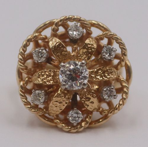JEWELRY. 14kt Gold and Diamond Ring.