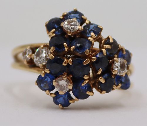 JEWELRY. Colored Gem, Diamond and 14kt Gold Ring.
