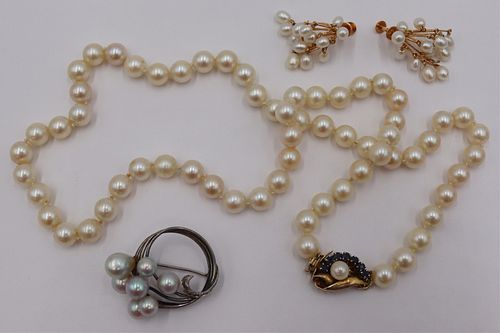 JEWELRY. Pearl Jewelry Group Including Mikimoto.