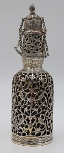 SILVER. Persian Silver Overlay Scent Bottle.