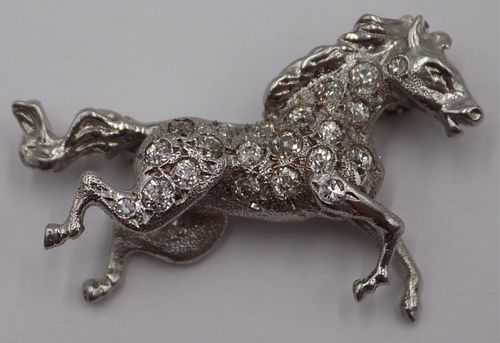 JEWELRY. 14kt Gold and Diamond Horse Brooch.