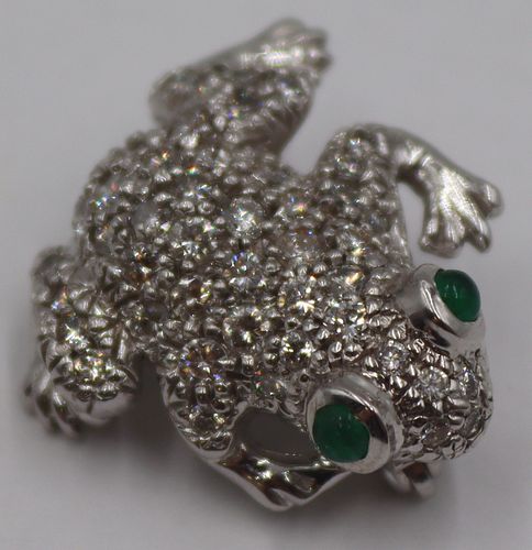 JEWELRY. 18kt Gold, Diamond and Emerald Frog