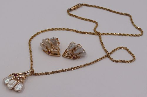 JEWELRY. 14kt Gold, Keshi Pearl, Diamond and Gem
