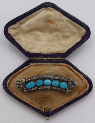 JEWELRY. Antique Russian Turquoise and Diamond