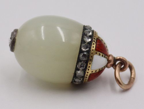 JEWELRY. Russian 14kt Gold, Jade?, Enamel and