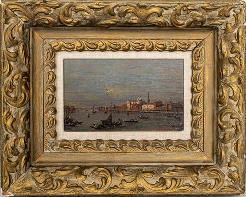 Manner of Francesco Guardi "Venice" Oil on Panel