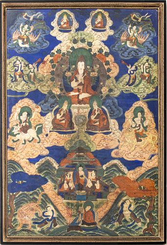 Sino-Tibetan Thangka Framed, 19th century