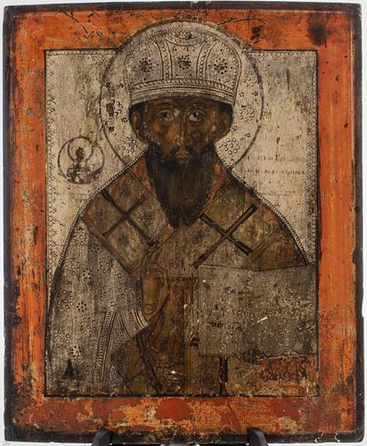 Russian Icon of a Bishop Saint, 19th C.