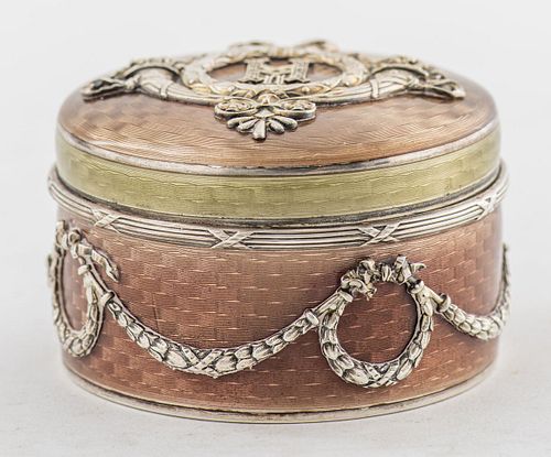 Russian Fabergé Silver, Diamonds, & Enamel Box