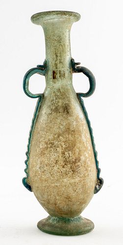 Ancient Roman Pale Green Glass Amphora