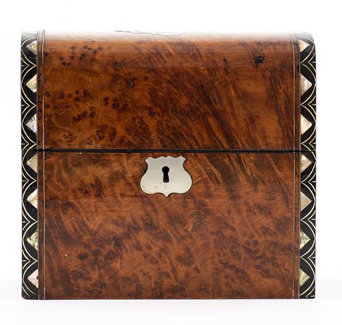 English Victorian Inlaid Burlwood Perfume Box