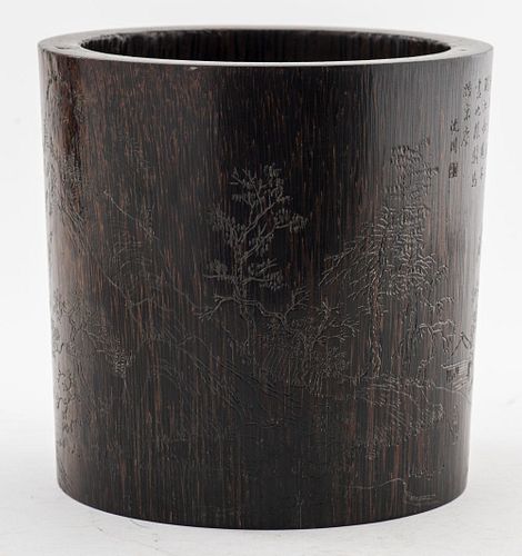 Chinese Large Carved Bamboo Brushpot, 19th C