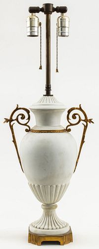 French Bisque Porcelain And Gilt Metal Table Lamp