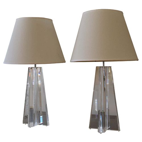 Lucite Les Prismatiques Pair of Table Lamps