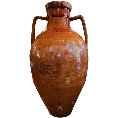 Monumental Glazed Terra Cotta Italian Amphora Form