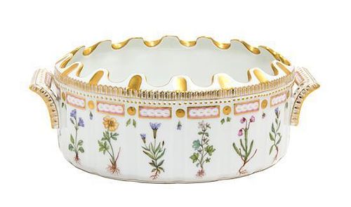 A Royal Copenhagen Porcelain Flora Danica Monteith Length 13 inches.