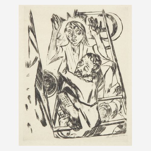 Max Beckmann (German, 1884-1950) Jacob Wrestling With the Angel (Jakob ringt mit dem Engel), plate 22 from Rembrandt: Religiöse Legenden