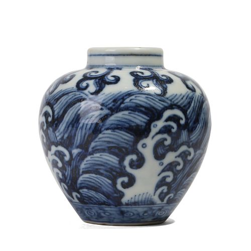 A BLUE AND WHITE 'WAVES' JAR
