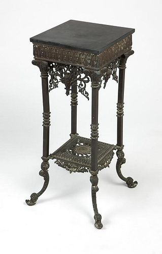 A Victorian bronze and onyx plant stand