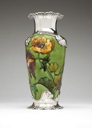 An Art Nouveau Paul Milet Sevres silver-clad vase
