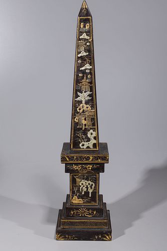 Chinese Gilt & Lacquer Wood Obelisk
