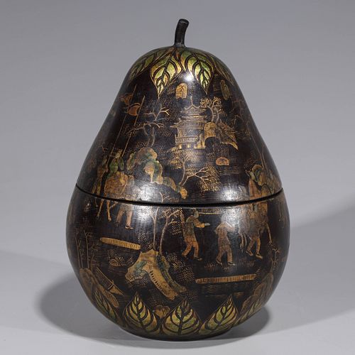 Chinese Lacquer Gourd Form Covered Box