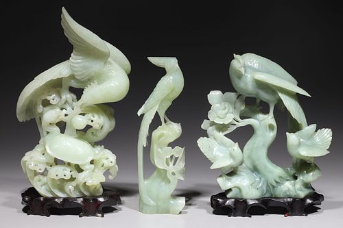 Group of Three Chinese Hardstone Bird Carvings
