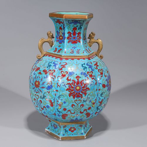 Chinese Porcelain Imitating Cloisonne Enameled Vase