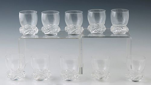 Set of Ten Baccarat "Aladdin" Shot Glasses, 20th c., of circular form with swirled wave bases, the underside with the Baccarat stamp, H.- 2 5/8 in., D