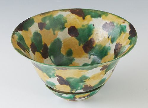 Chinese Kang Hsi Sancai Porcelain Bowl, 17th c., Jianghsi province, Qing dynasty, with polychrome splash decoration, with a single character mark on t