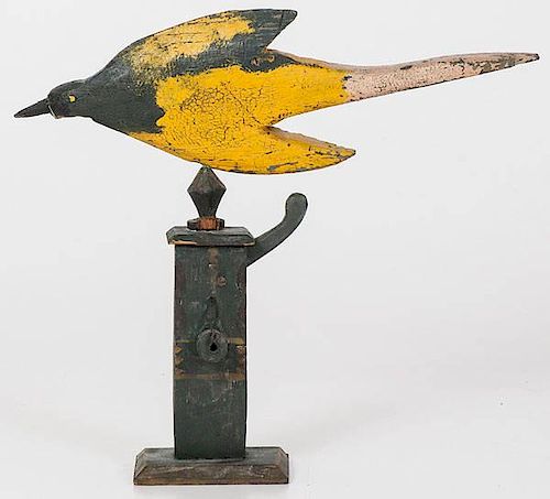Folk Art Carved Bird on Water Pump 