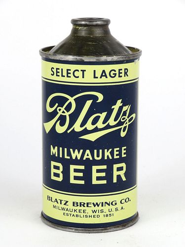 1939 Blatz Milwaukee Beer 12oz Low Profile Cone Top 153-13