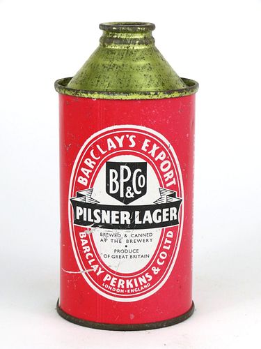 1958 England Barclay's Export Pilsner Lager Beer 12oz High Profile Cone Top 