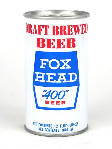 1969 Fox Head "400" Beer 12oz Tab Top T232-28