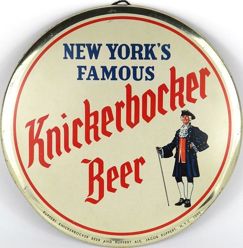 1951 Knickerbocker Beer  Button Sign 