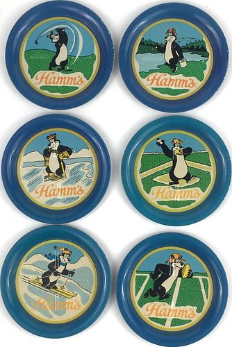 1956 Hamm's Beer set of six  Tin Coaster 