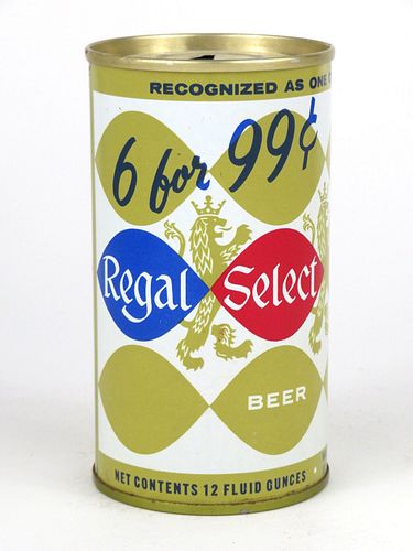 1968 Regal Select Beer "6 for 99¢" 12oz Tab Top T113-37