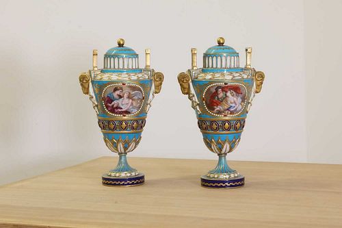 A pair of S?vres-style vases and covers,