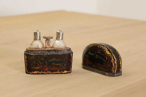 A pair of miniature glass scent bottles,