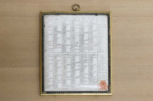 An enamel calendar plaque by Anthony Tregent,