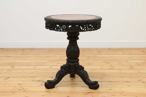 An Anglo-Chinese hardwood birdcage-action tripod table