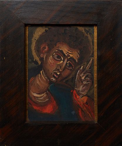Jan Naliwajko (1938-, Lithuania), "Thomas the Apostle," 1966, oil on board, signed and dated lower right, presented in a wood frame, H.- 6 13/16 in., 