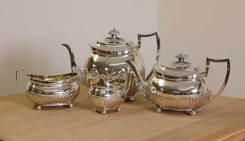 A George III four-piece silver tea service,