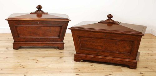 A near pair of mahogany wine coolers,