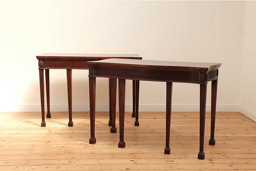 A pair of mahogany console tables,