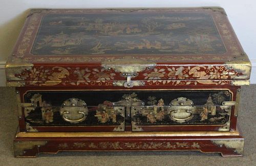 Chinese Red Lacquer Trunk.