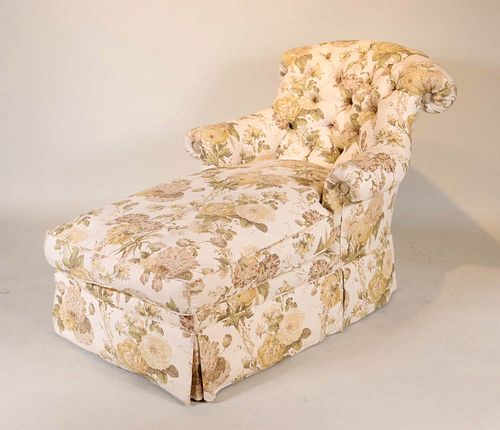 Contemporary Floral Upholstered Chaise Lounge